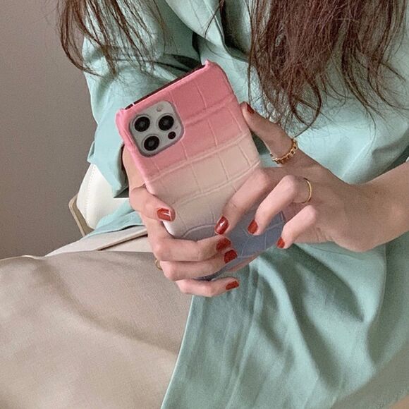 Crocodile Pattern iPhone 13 Pro Max Case-Pink, White & Blue - Picture 4 of 6